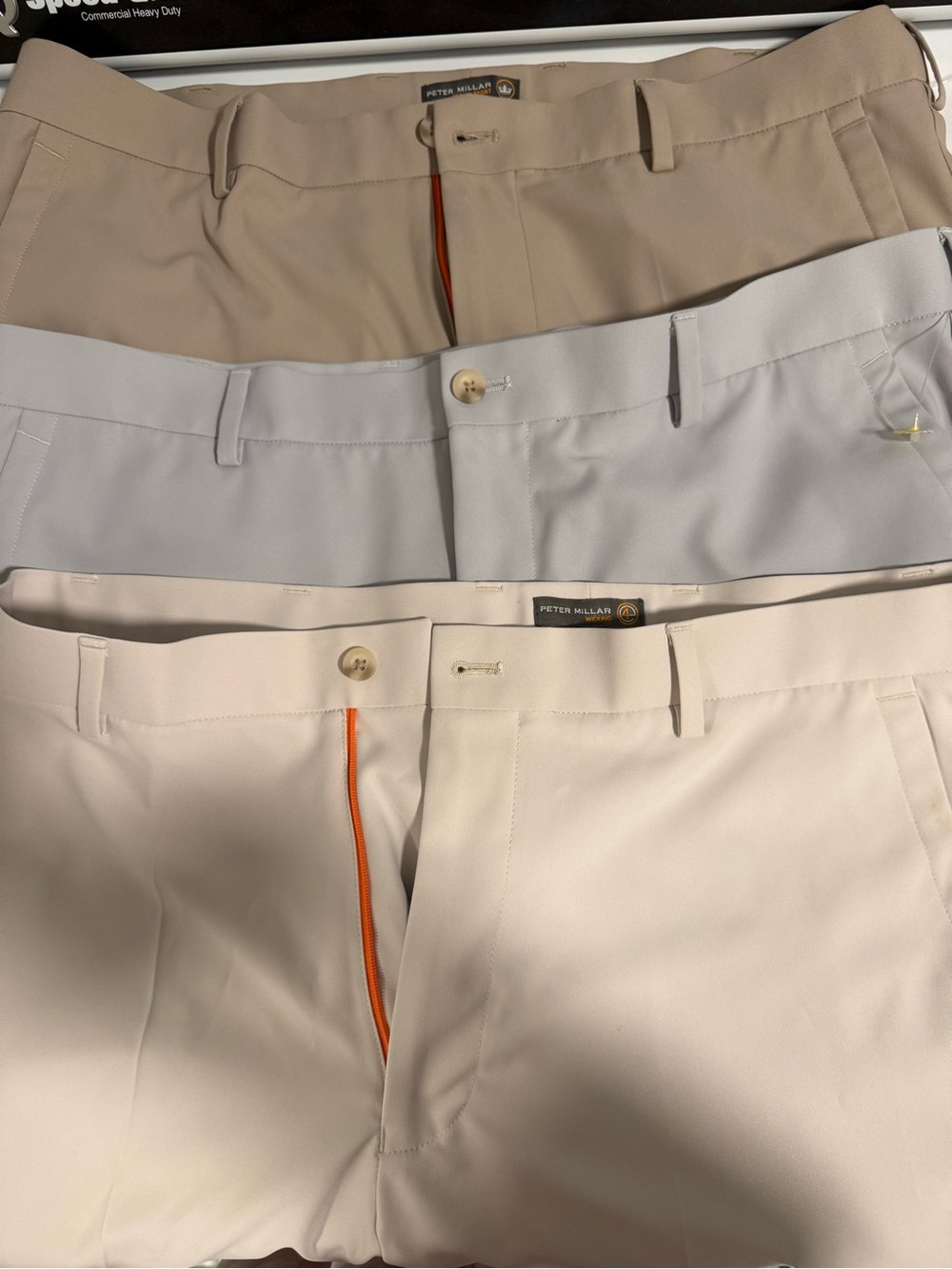 Set of 3 ✨ Peter Millar Men's Performance Golf Shorts - Tan, Khaki, Light Gray - Picture 3 of 10